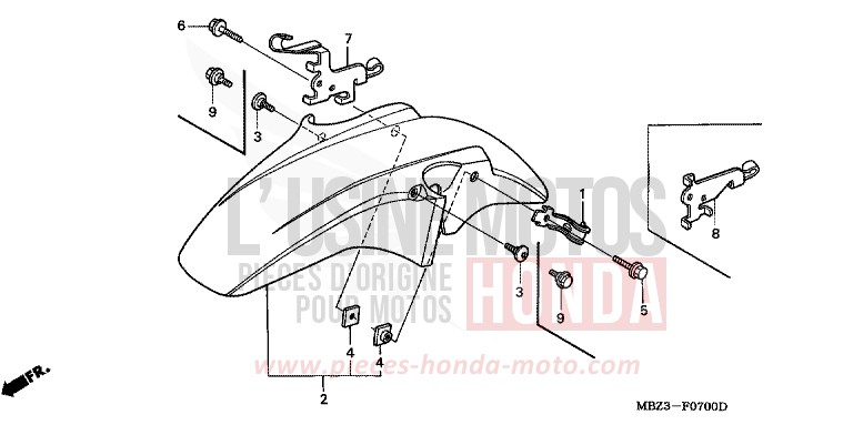 KOTFLUEGEL, VORNE von CB1300 Super Bold'or ABS BOON SILVER METALLIC (NH373) von 1998